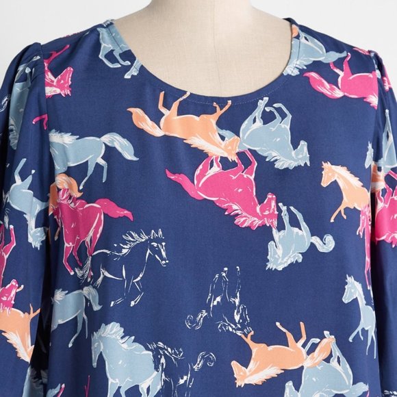 Horse Print "All The Pretty Horses" Flutter Sleeve Top by Modcloth - Picture 3 of 8